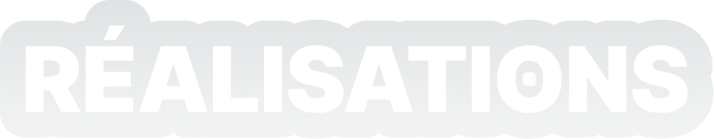 Schwarzer Schriftzug RÉALISATIONS auf hellgrauem Hintergrund