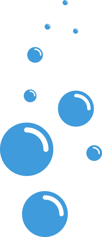 Blaue Blasen vor schwarzem Hintergrund